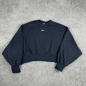 Nike Sweatshirt Womens Medium Crewneck Pullover Cropped Swoosh DQ5761-010